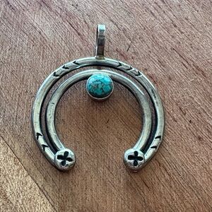 Sterling Silver Naja Pendant with Turquoise Accent